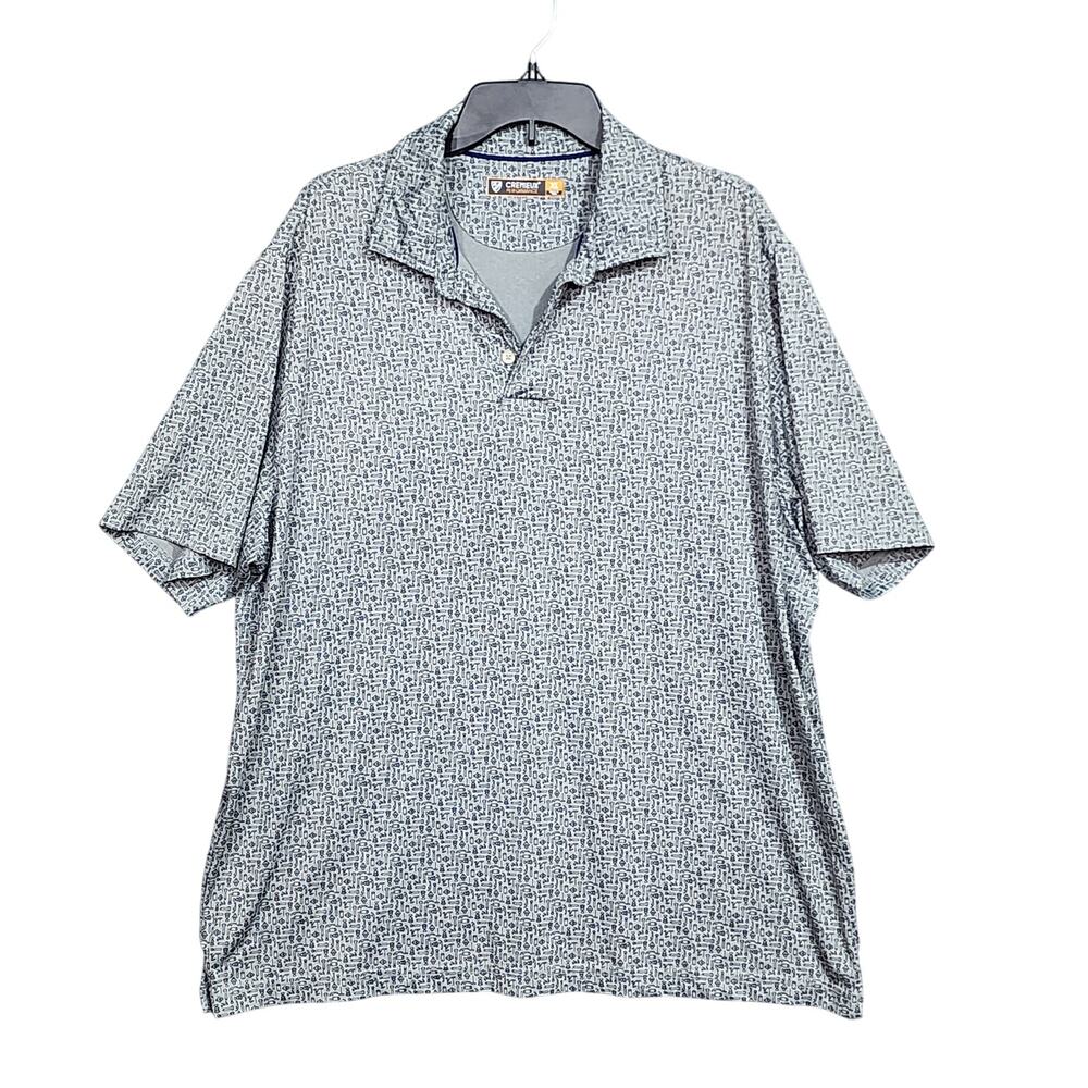 Cremieux Performance‎ Polo XL Tool Print Dad Shirt Handyman Gray